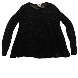 Old Navy Sheer Black Textured Long Sleeve Top - Size S